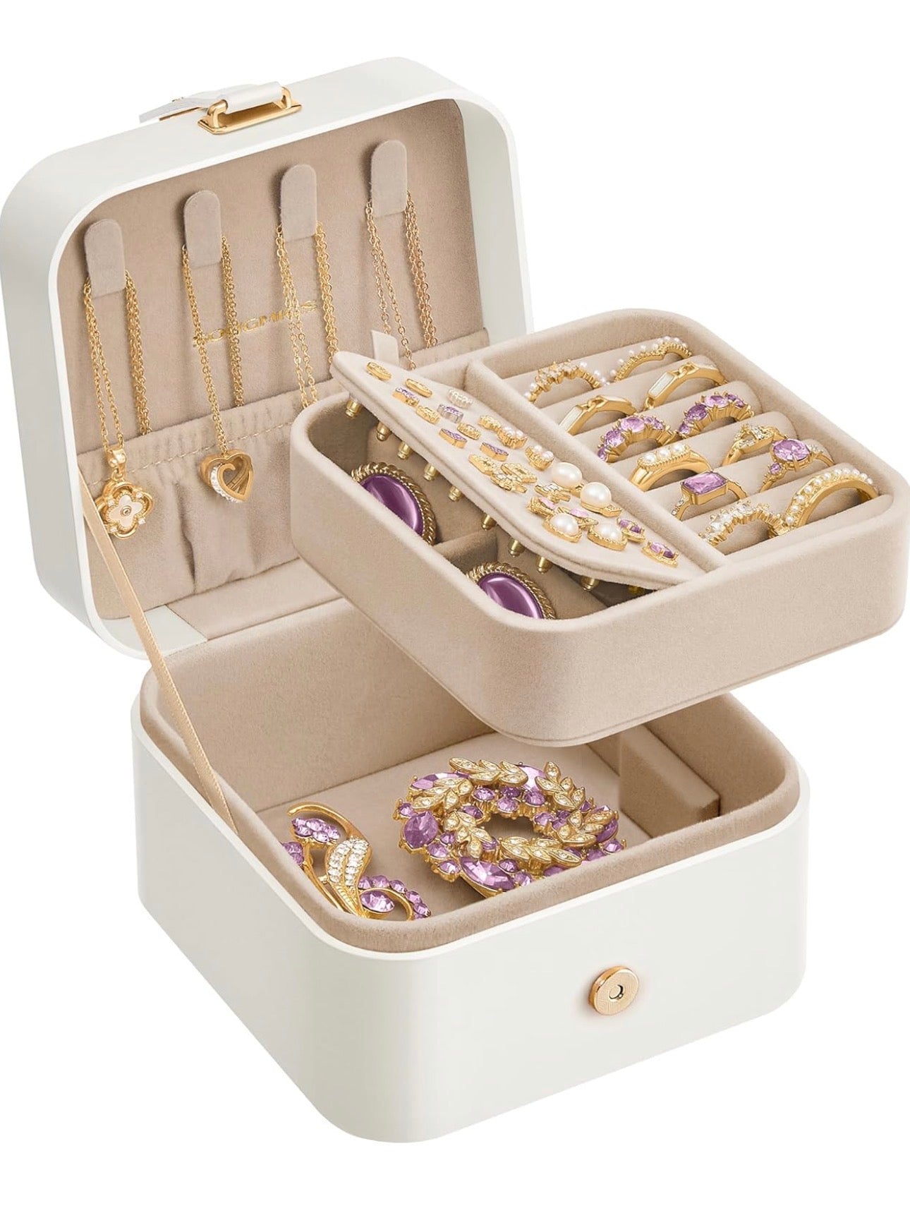 SONGMICS Compact Travel Jewelry Box