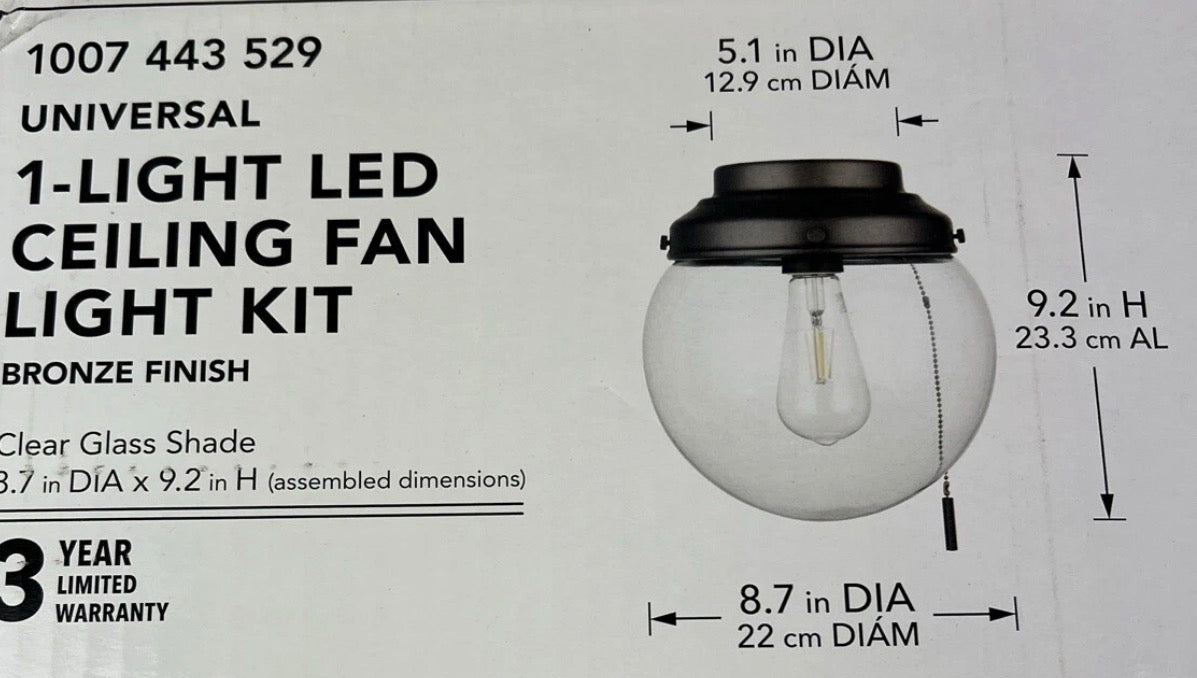Hampton Bay 1-Light LED Ceiling Fan Light Kit