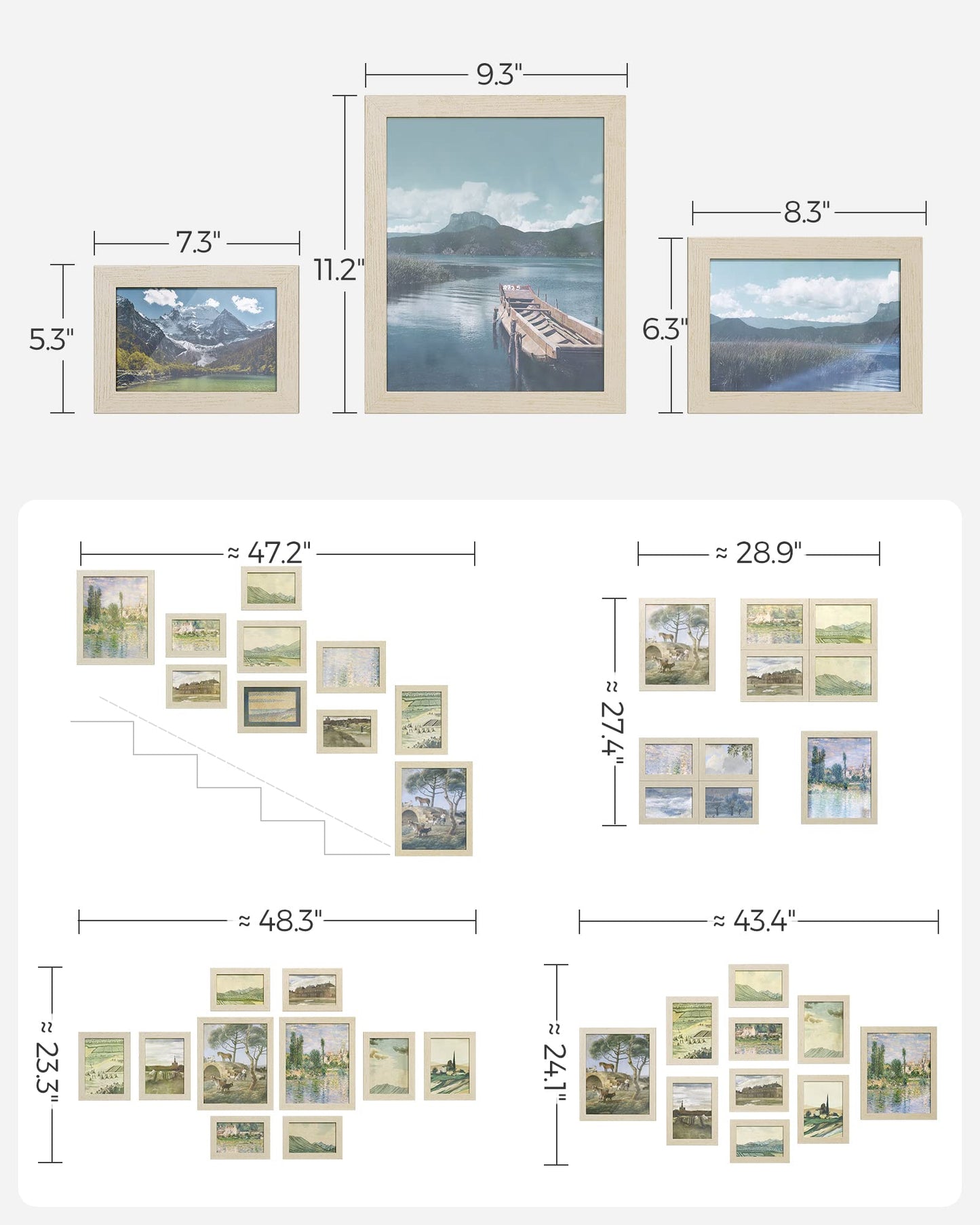 SONGMICS 10-Piece Gallery Wall Picture Frame Set – Natural Beige