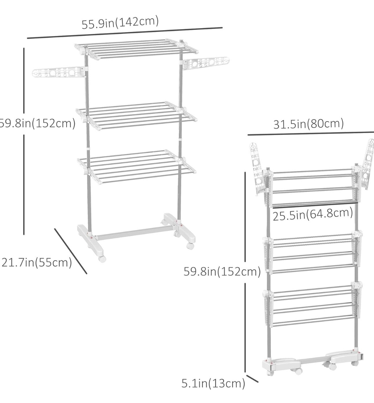 HOMCOM 3-Tier Foldable Clothes Drying Rack