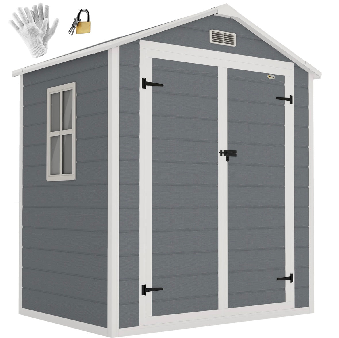 Outsunny Heavy-Duty Outdoor Storage Shed – Lockable | Ventilated | UV-Protected | Aluminum & PP Construction