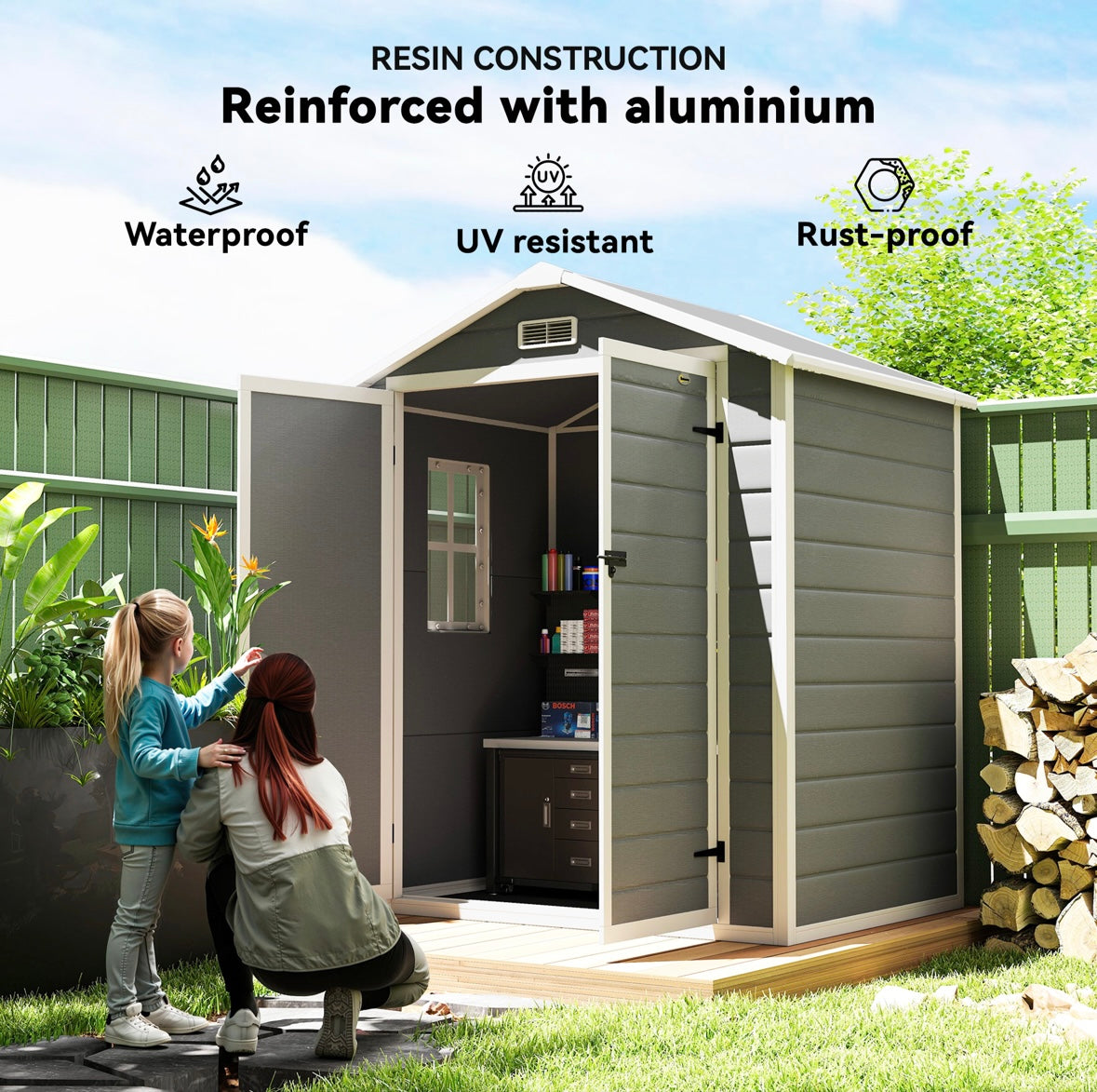 Outsunny Heavy-Duty Outdoor Storage Shed – Lockable | Ventilated | UV-Protected | Aluminum & PP Construction