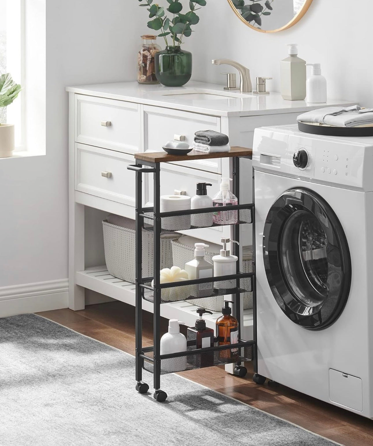 VASAGLE 4-Tier Slim Rolling Storage Cart