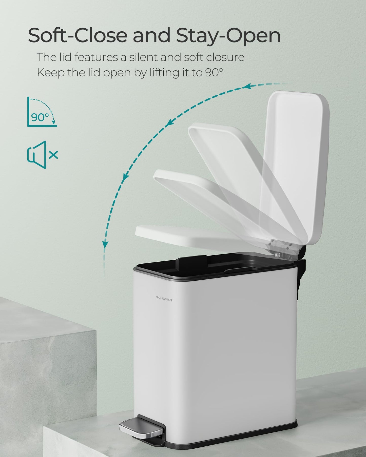 Slim Step-On Bathroom Trash Can