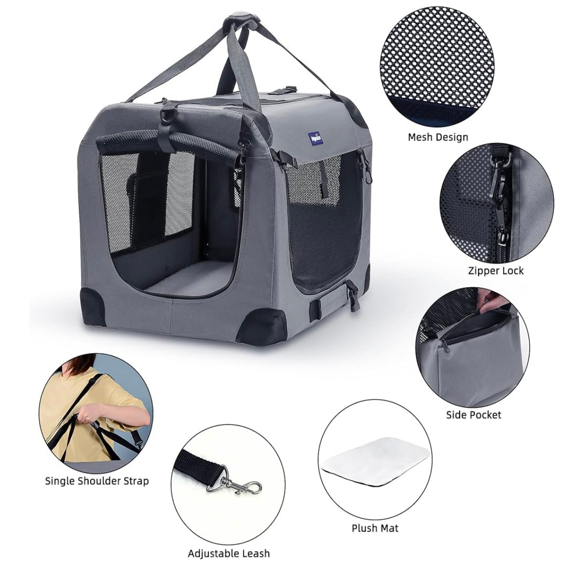 Petprsco Portable Soft Dog Crate – Gray (40% Off Amazon Price)