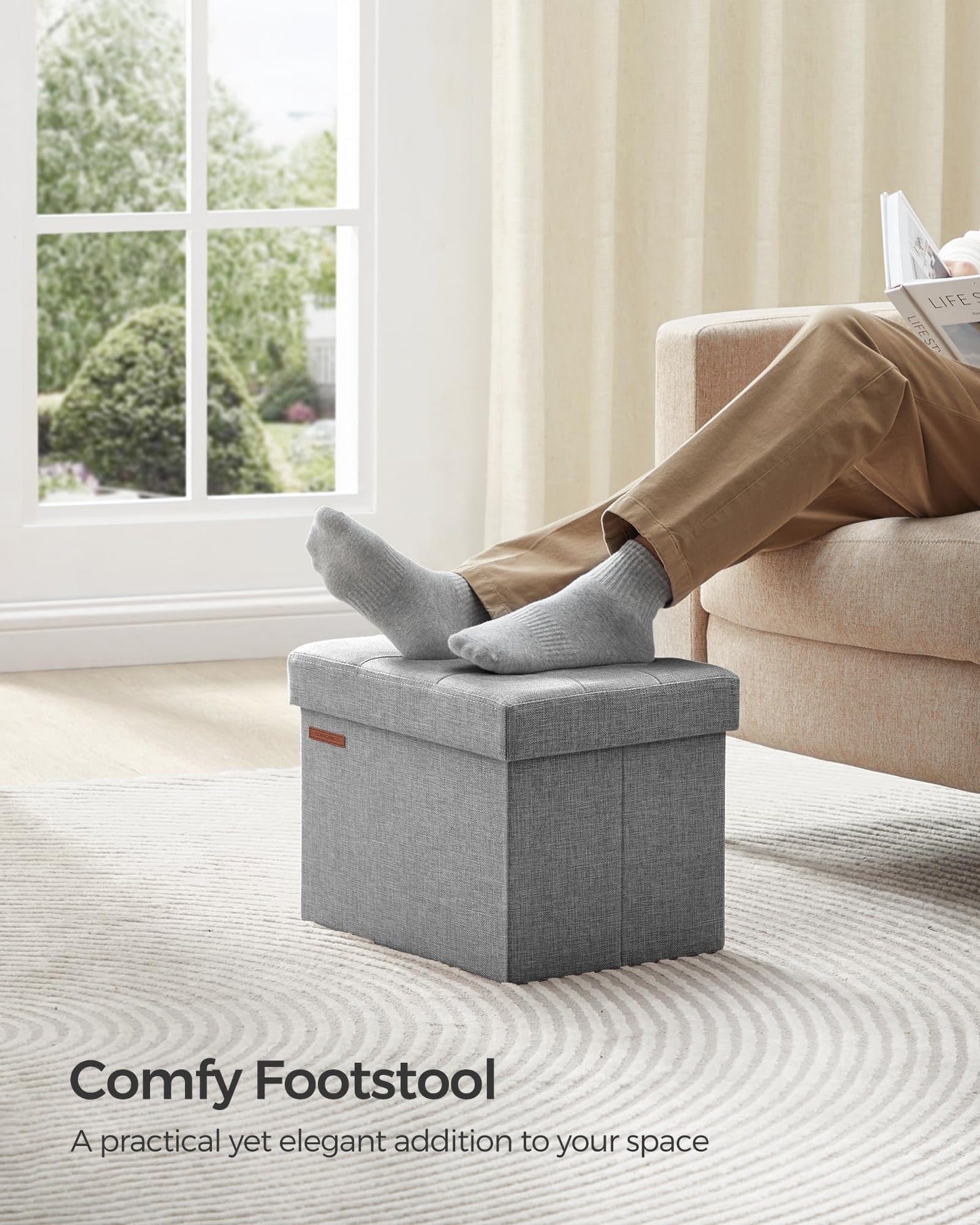 SONGMICS MAZIE Folding Storage Ottoman