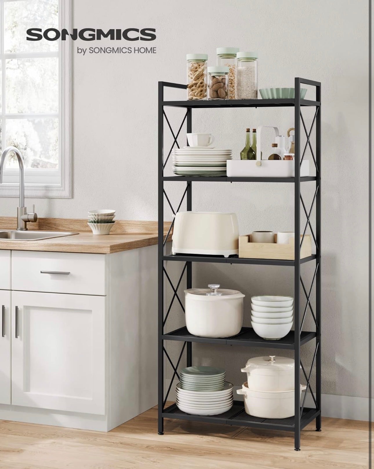 SONGMICS 5-Tier Adjustable Metal Storage Rack