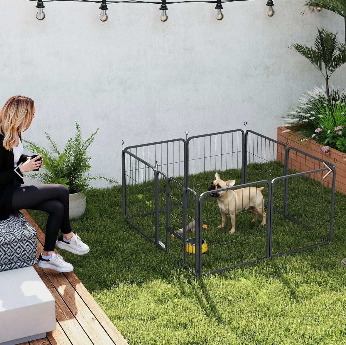 PawHut 8-Panel Foldable Pet Playpen – Indoor/Outdoor Metal Dog Fence with Door & Ground Stakes