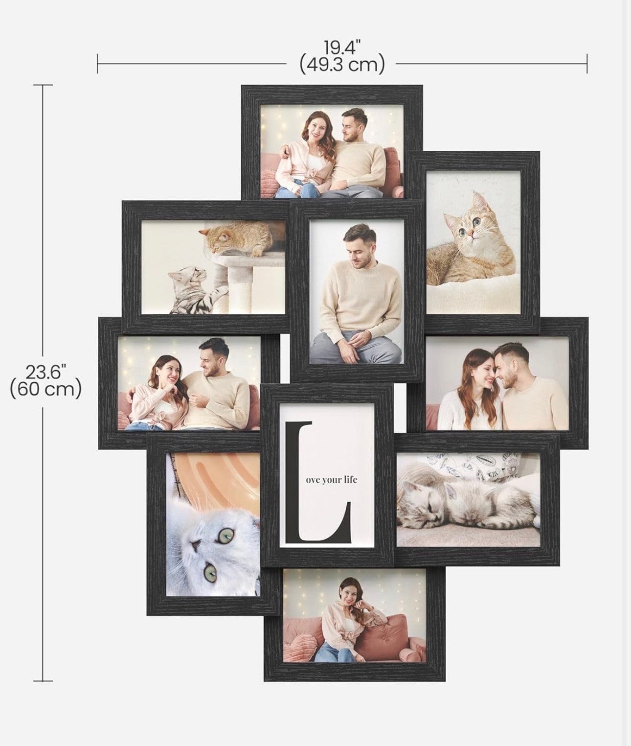 SONGMICS 10-Piece Ink Black Photo Frame Set – 4 × 6 Inch Collage