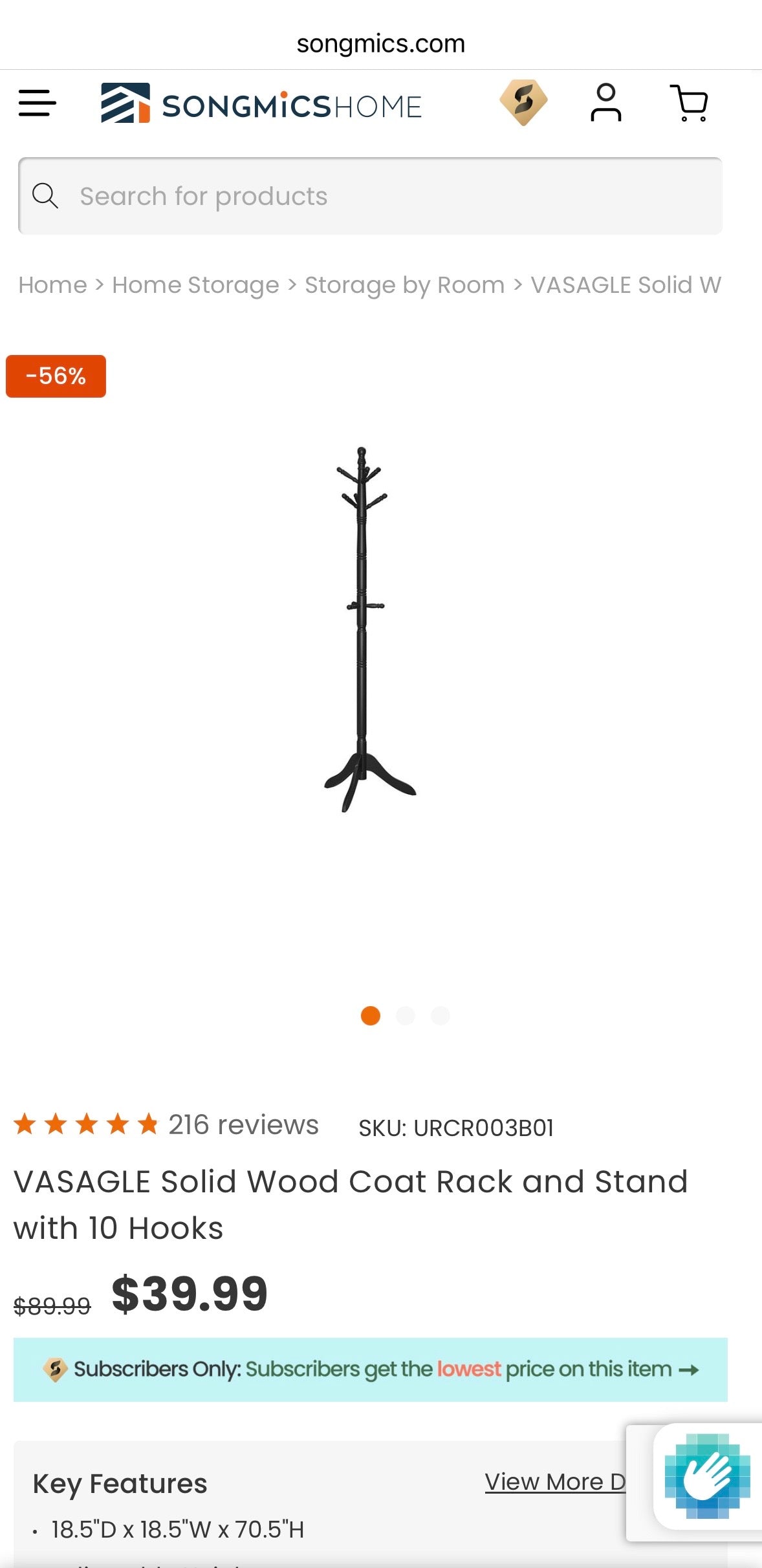 Solid Wood Coat Rack Stand – 10 Hook Freestanding Coat Tree