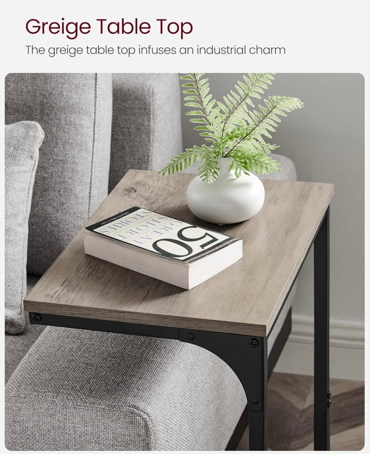 VASAGLE C-Shaped Side Table