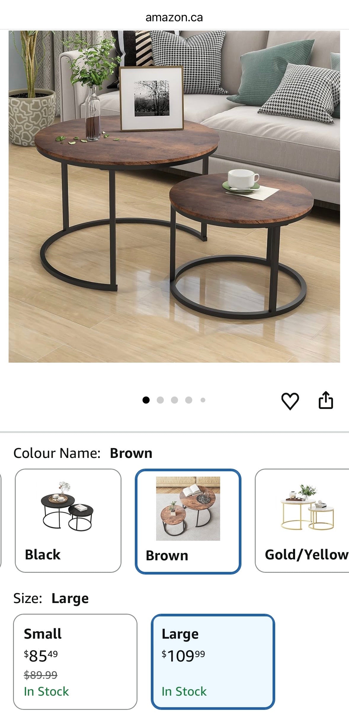 Nesting Coffee Table Set of 2 – Round Industrial Style