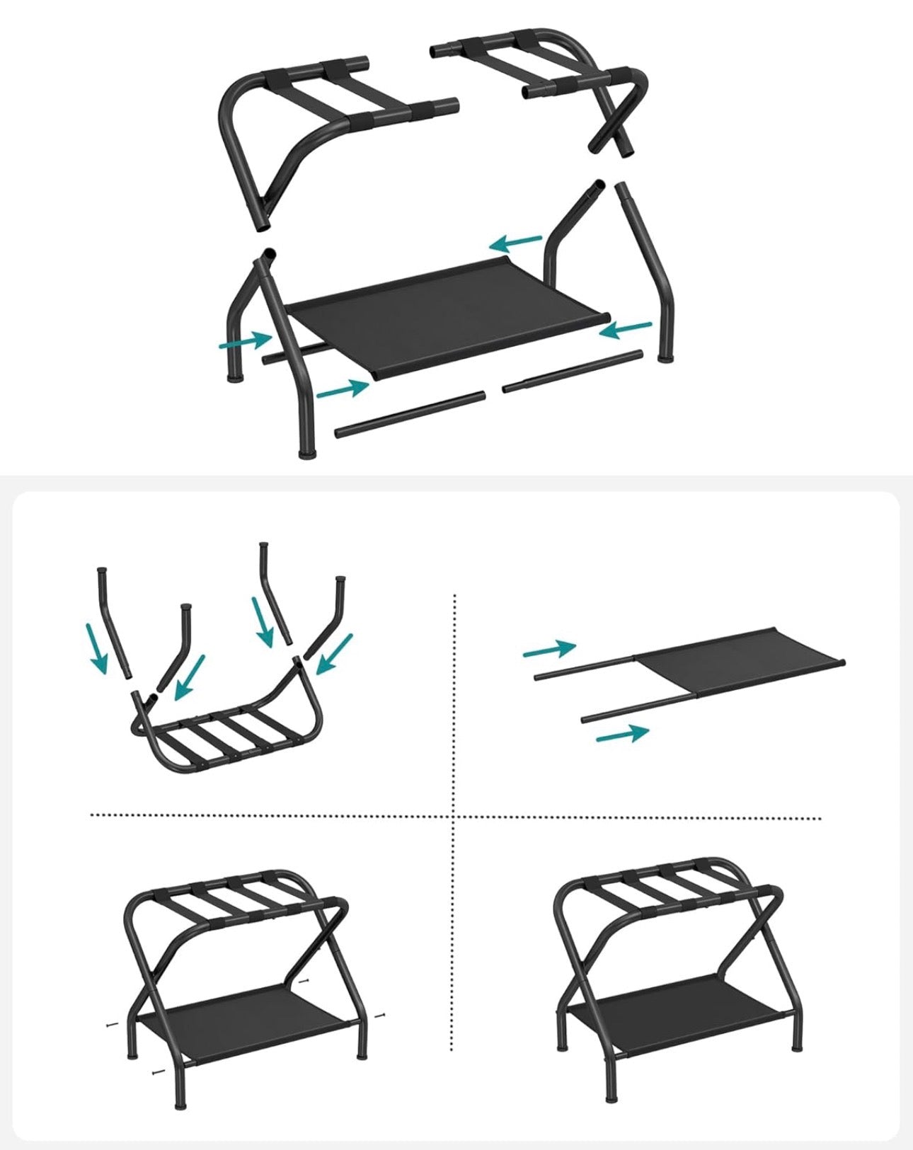 SONGMICS Foldable Luggage Rack with Shelf
