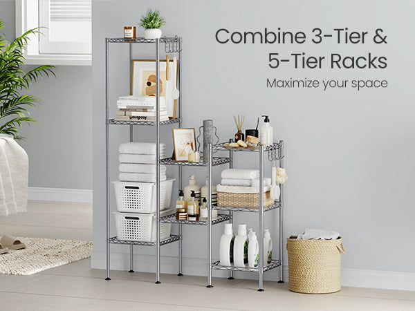 SONGMICS 5-Tier Slim Metal Storage Shelf