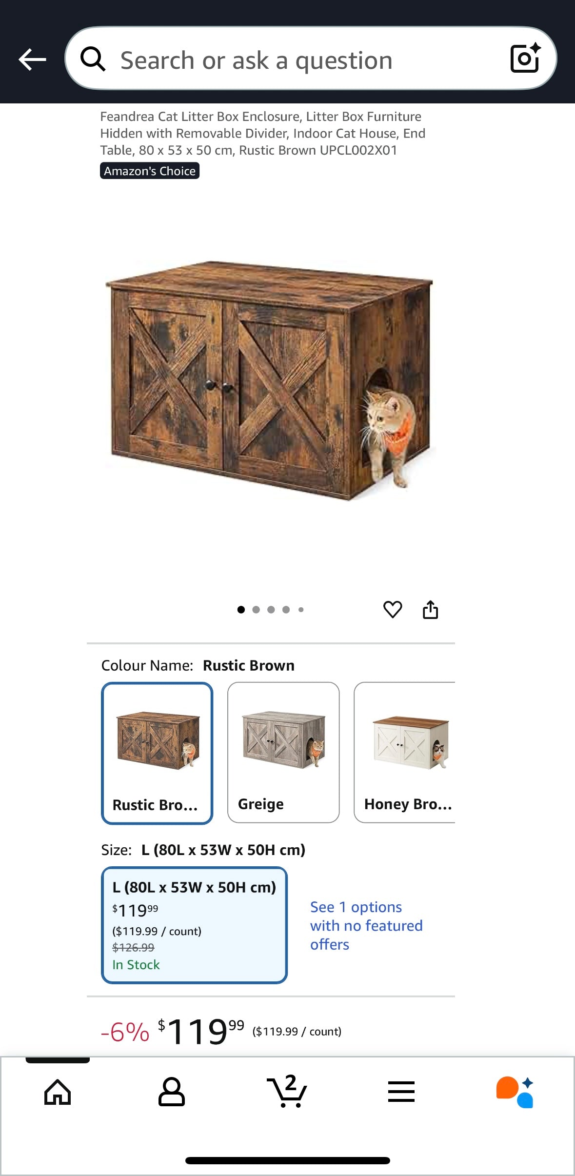 Rustic Cat Litter Box Enclosure with Barn Doors – Multi-Use Cat Furniture Cabinet (Brown Wood Finish)