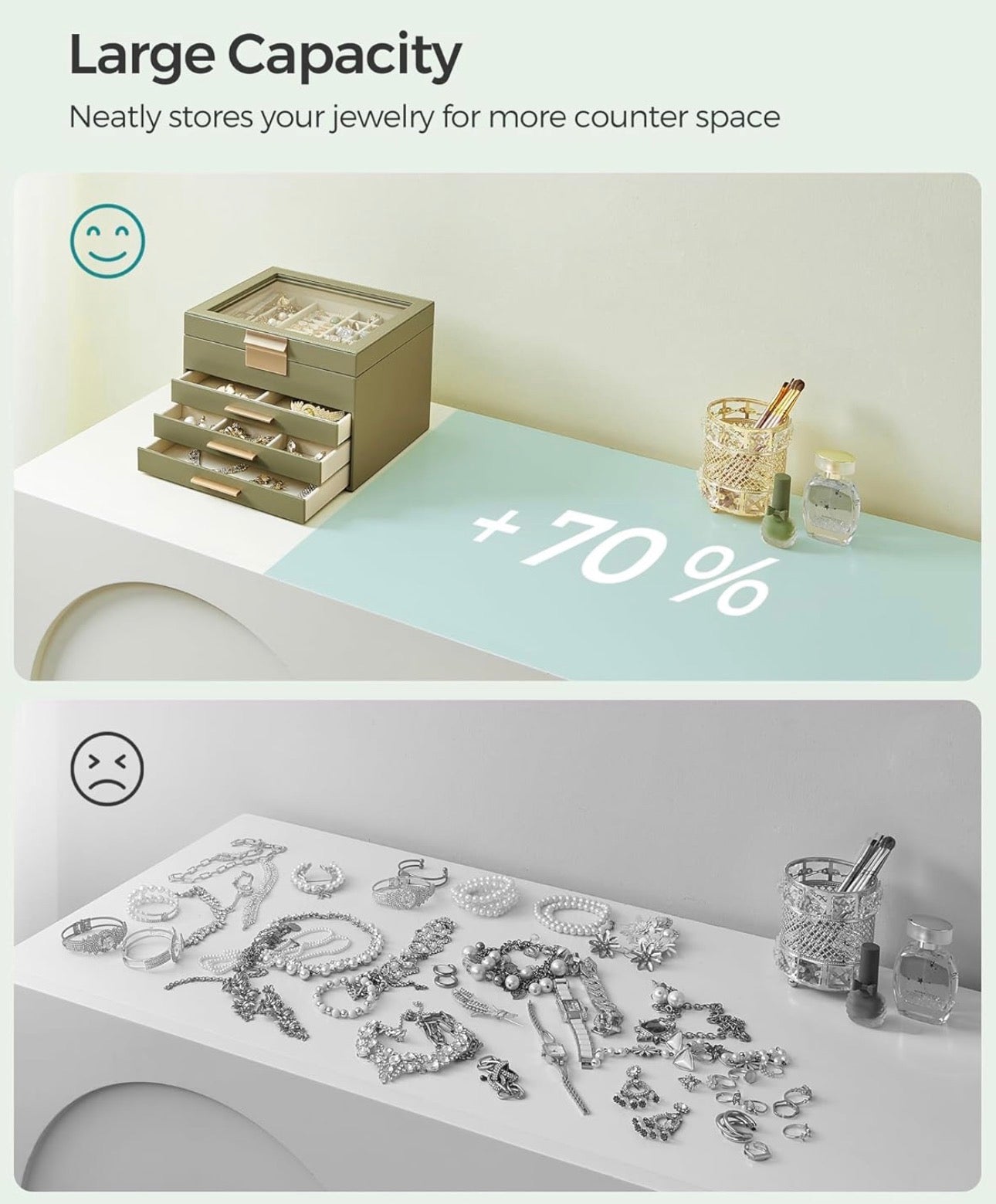 SONGMICS 4-Layer Jewelry Organizer with Glass Lid