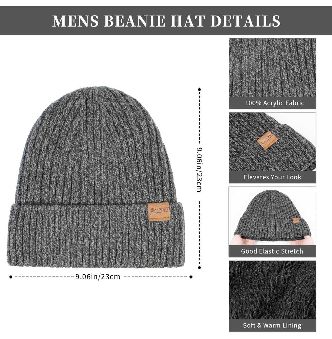 Honnesserry Winter Knit Scarf, Beanie & Touchscreen Gloves Set