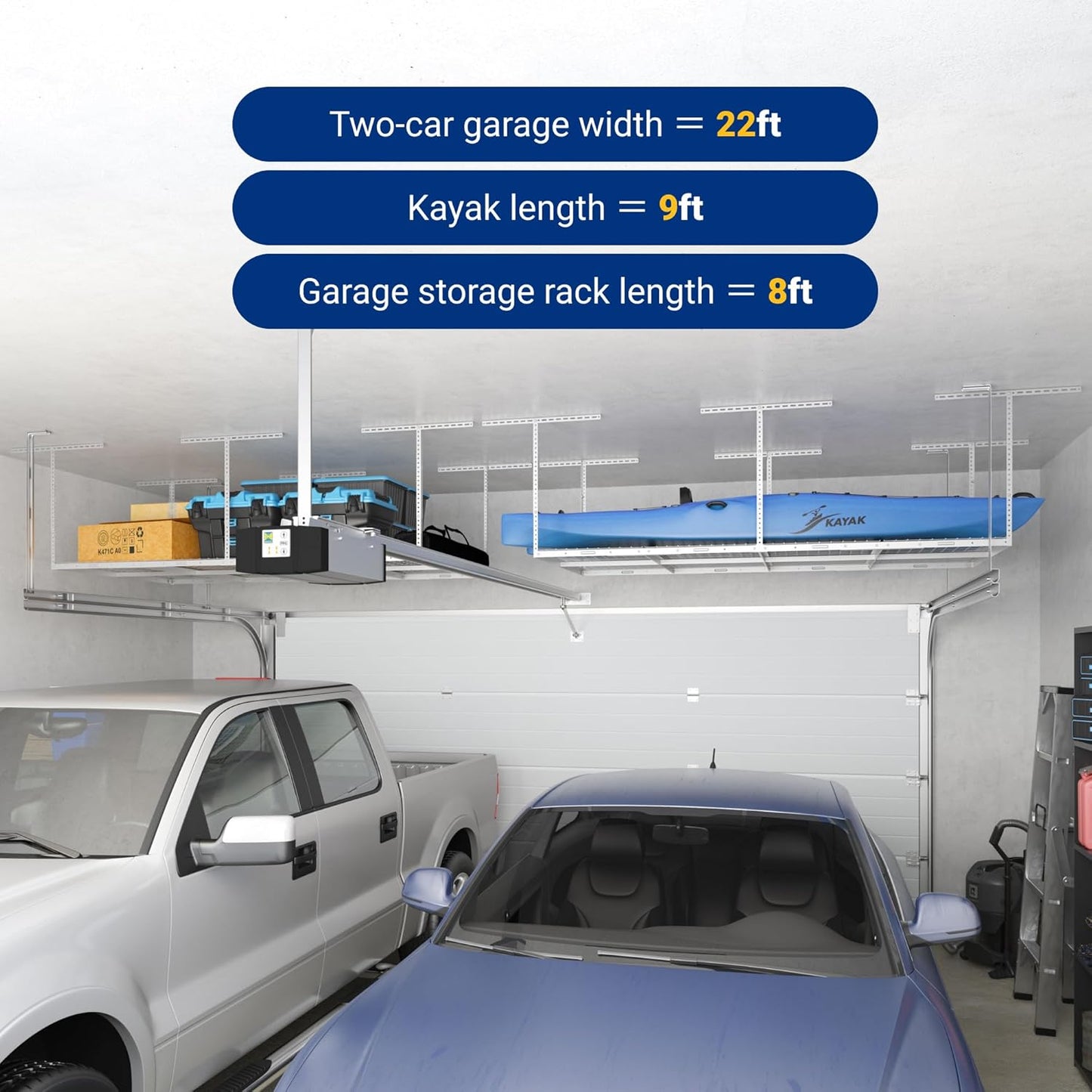 Heavy-Duty Garage Overhead Storage Rack – 4’ x 8’