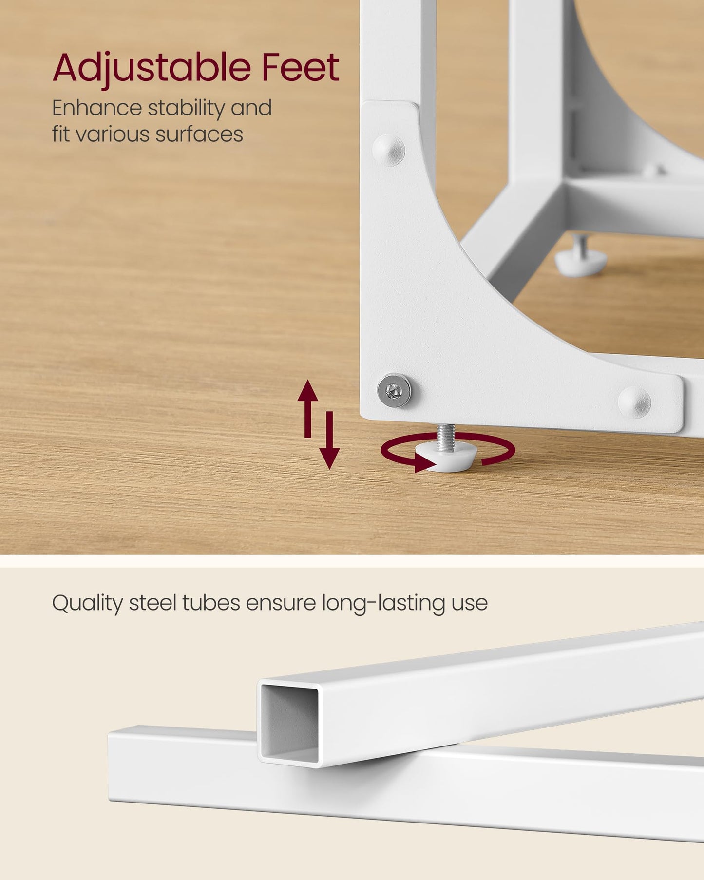 VASAGLE C-Shaped Side Table – Almond Yellow & Cloud White