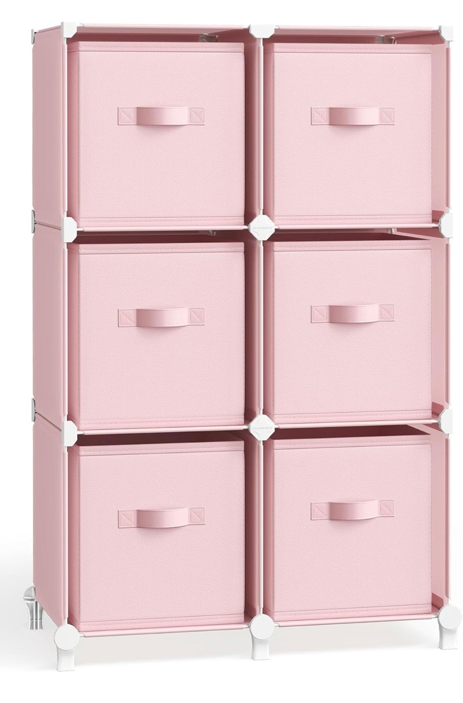 SONGMICS 6-Cube Storage Organizer w/ Fabric Bins – Jelly Pink