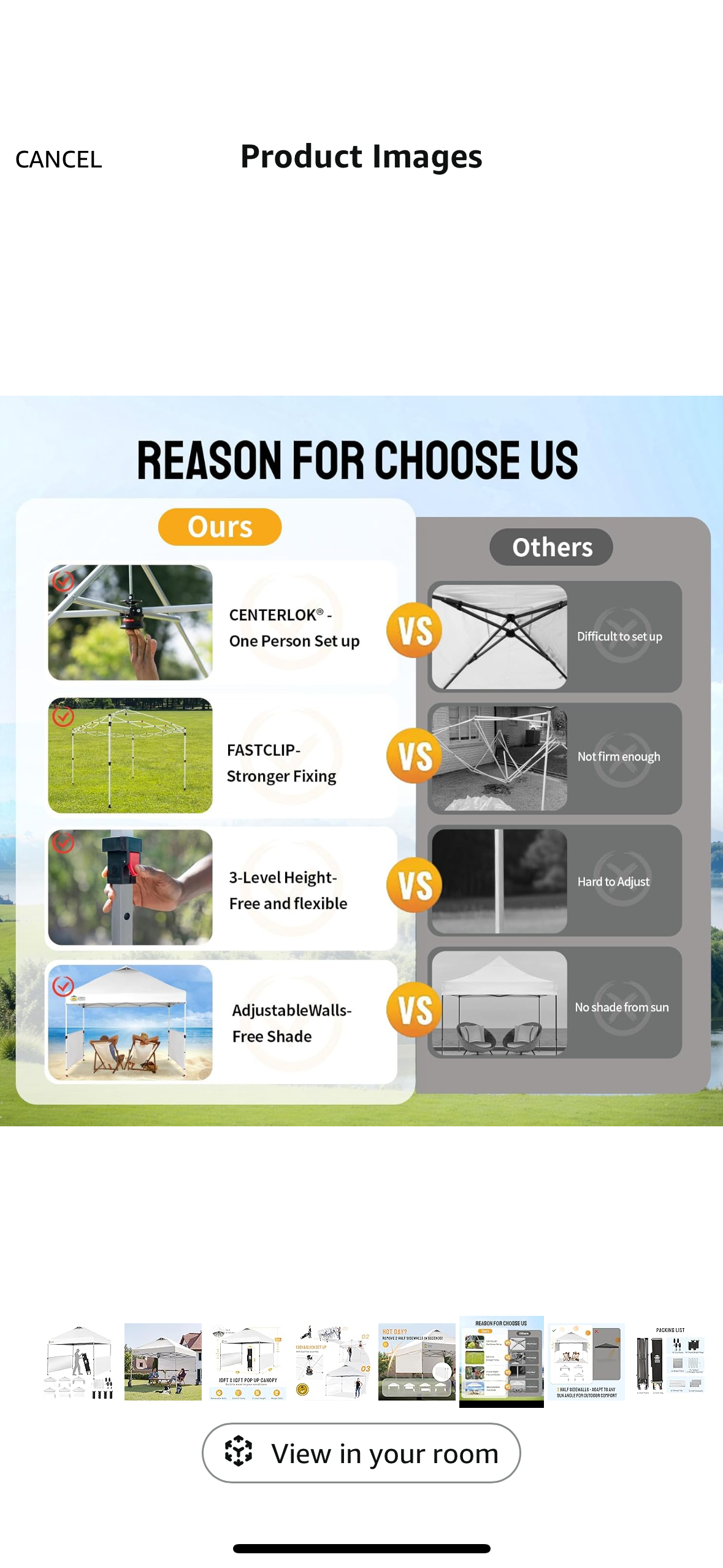 NEW – CROWN SHADES 10’ x 10’ White Pop-Up Canopy Tent with Sidewalls & Carry Bag