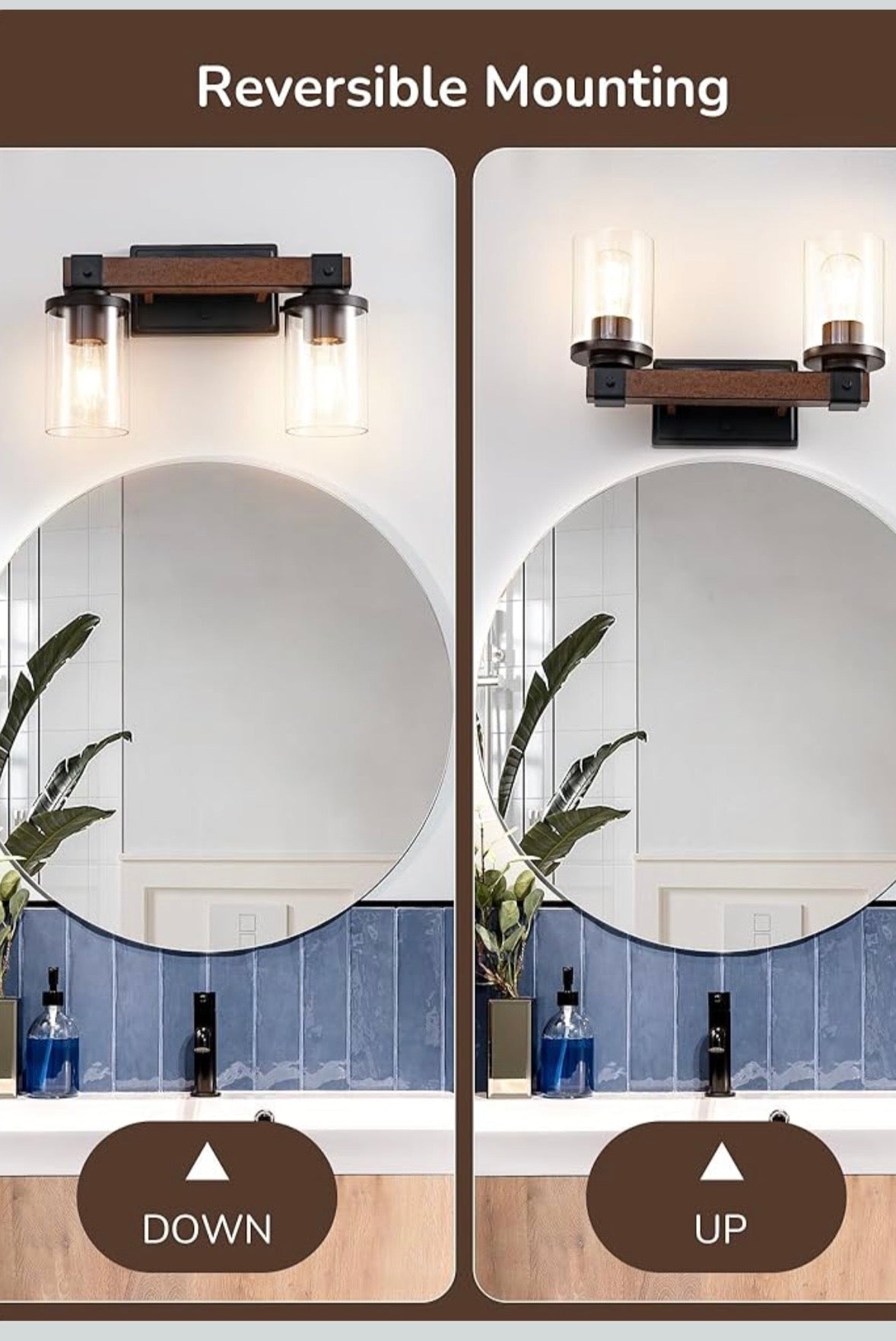 EDISHINE Farmhouse Bathroom Vanity Light