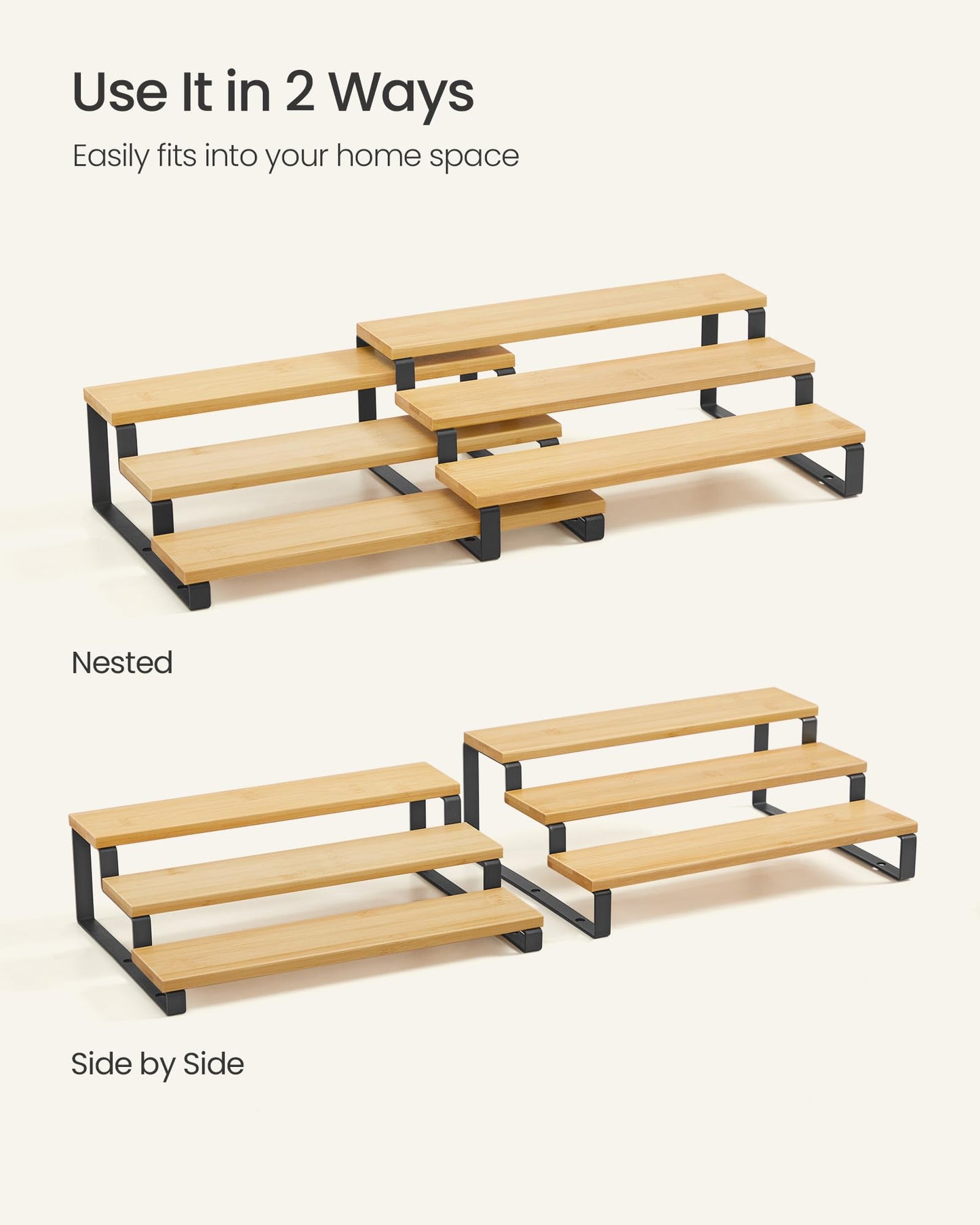 SONGMICS 3-Tier Expandable Spice Rack Set