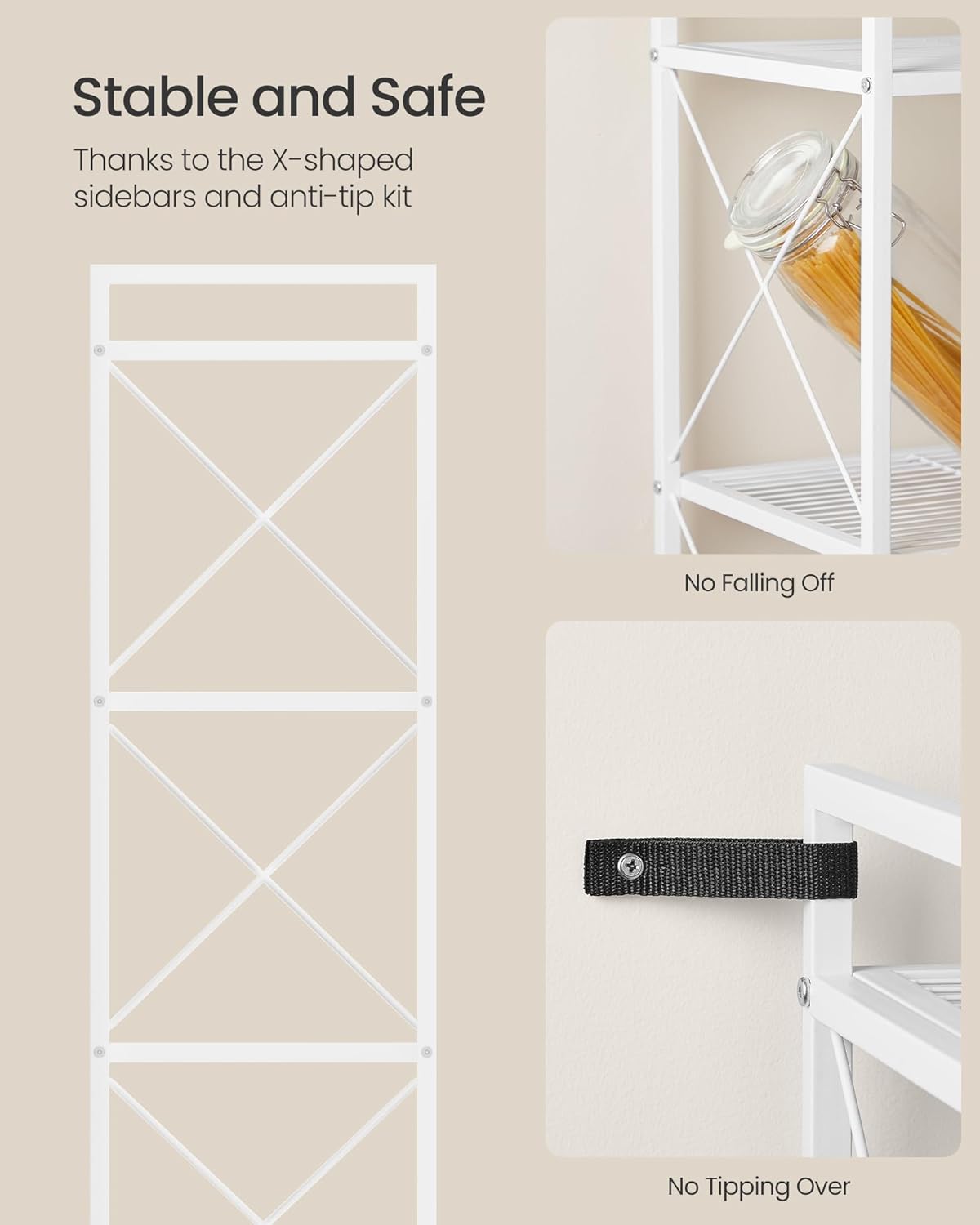 5-Tier Heavy-Duty Metal Storage Rack – Cloud White