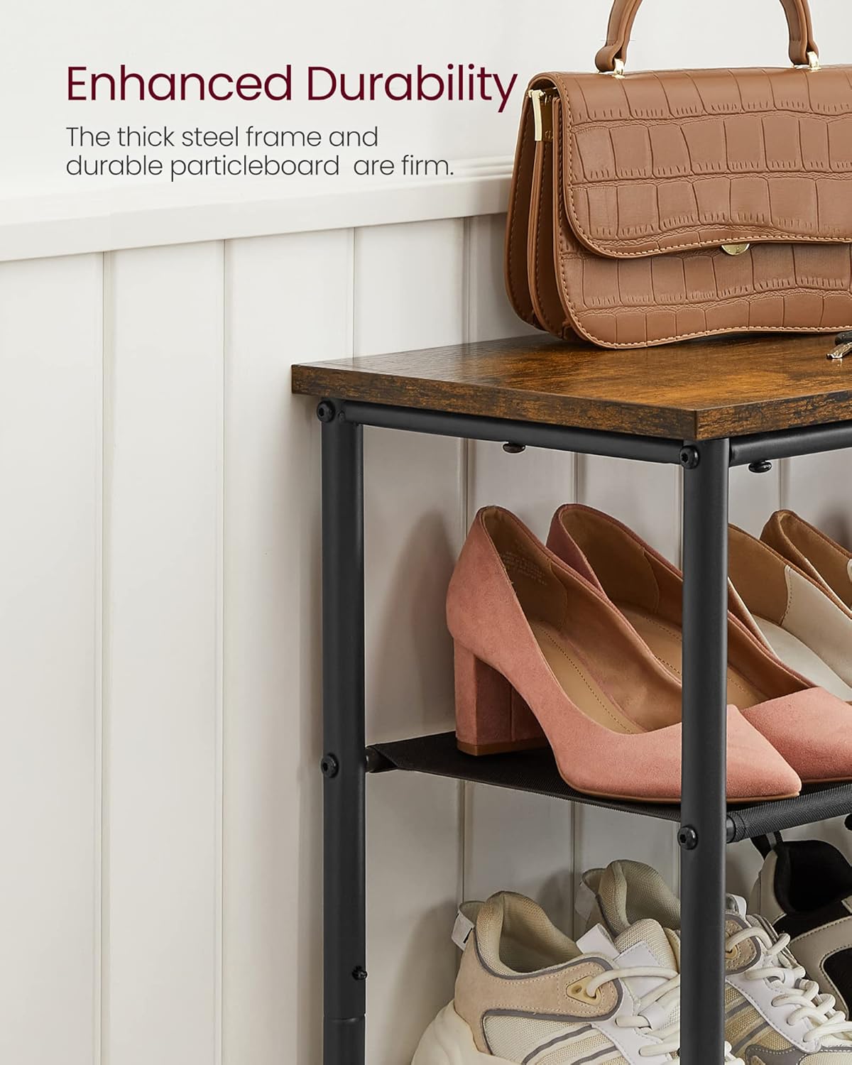 VASAGLE 4-Tier Shoe Rack with Top Panel