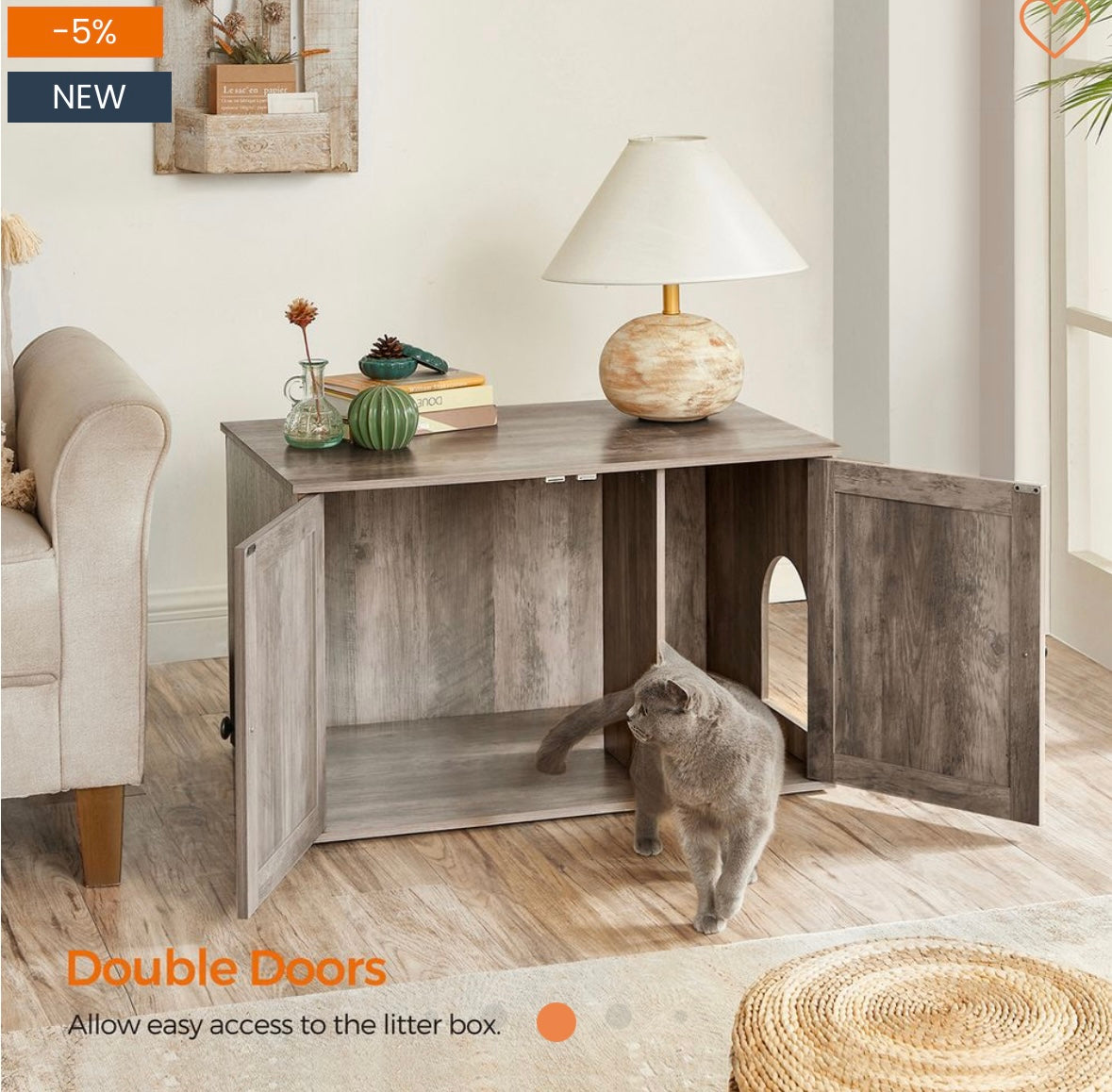 Rustic Cat Litter Box Enclosure with Barn Doors