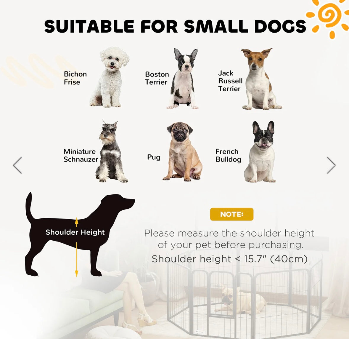 PawHut 8-Panel Foldable Pet Playpen – Indoor/Outdoor Metal Dog Fence with Door & Ground Stakes