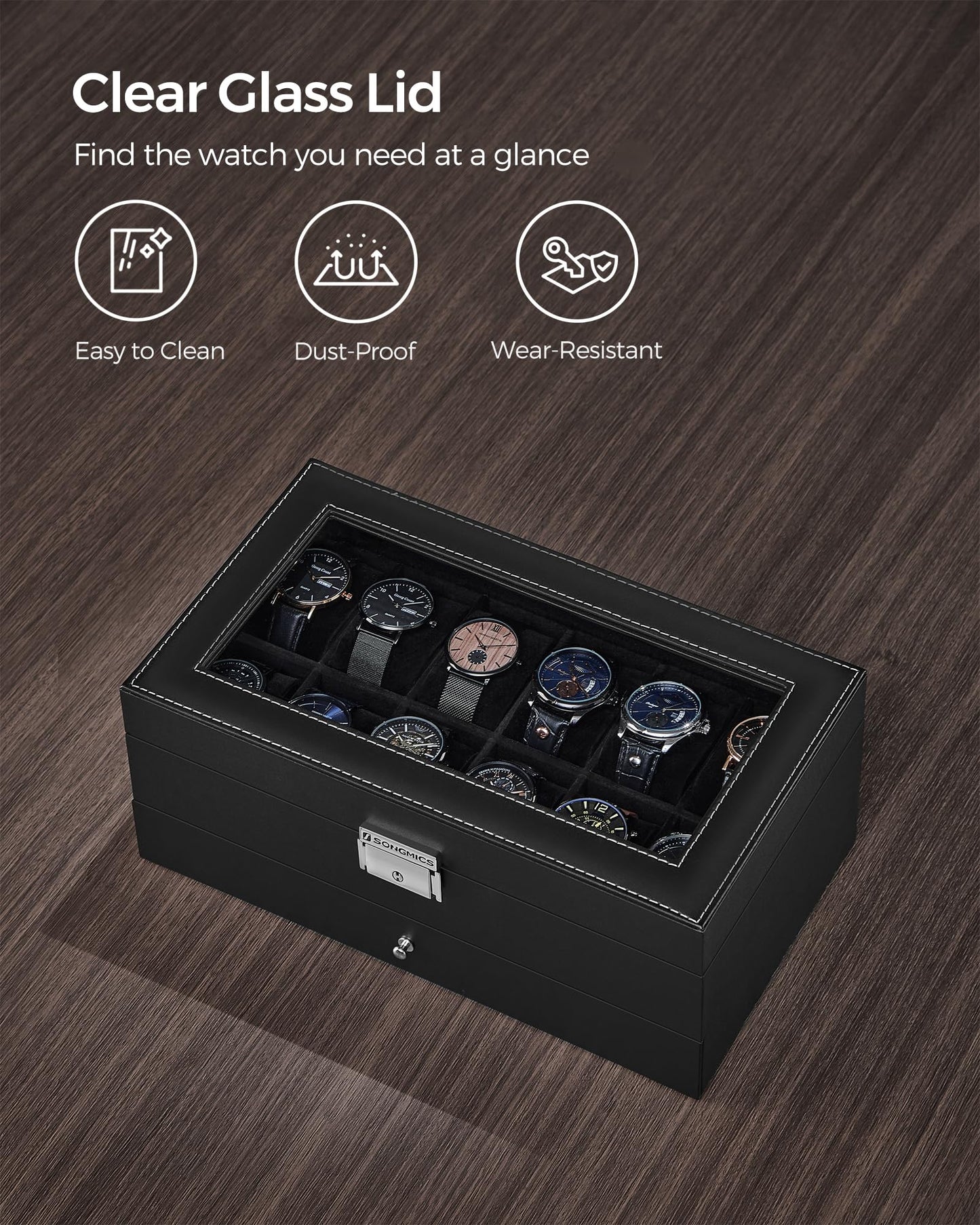 SONGMICS 2-Layer Watch Box Organizer