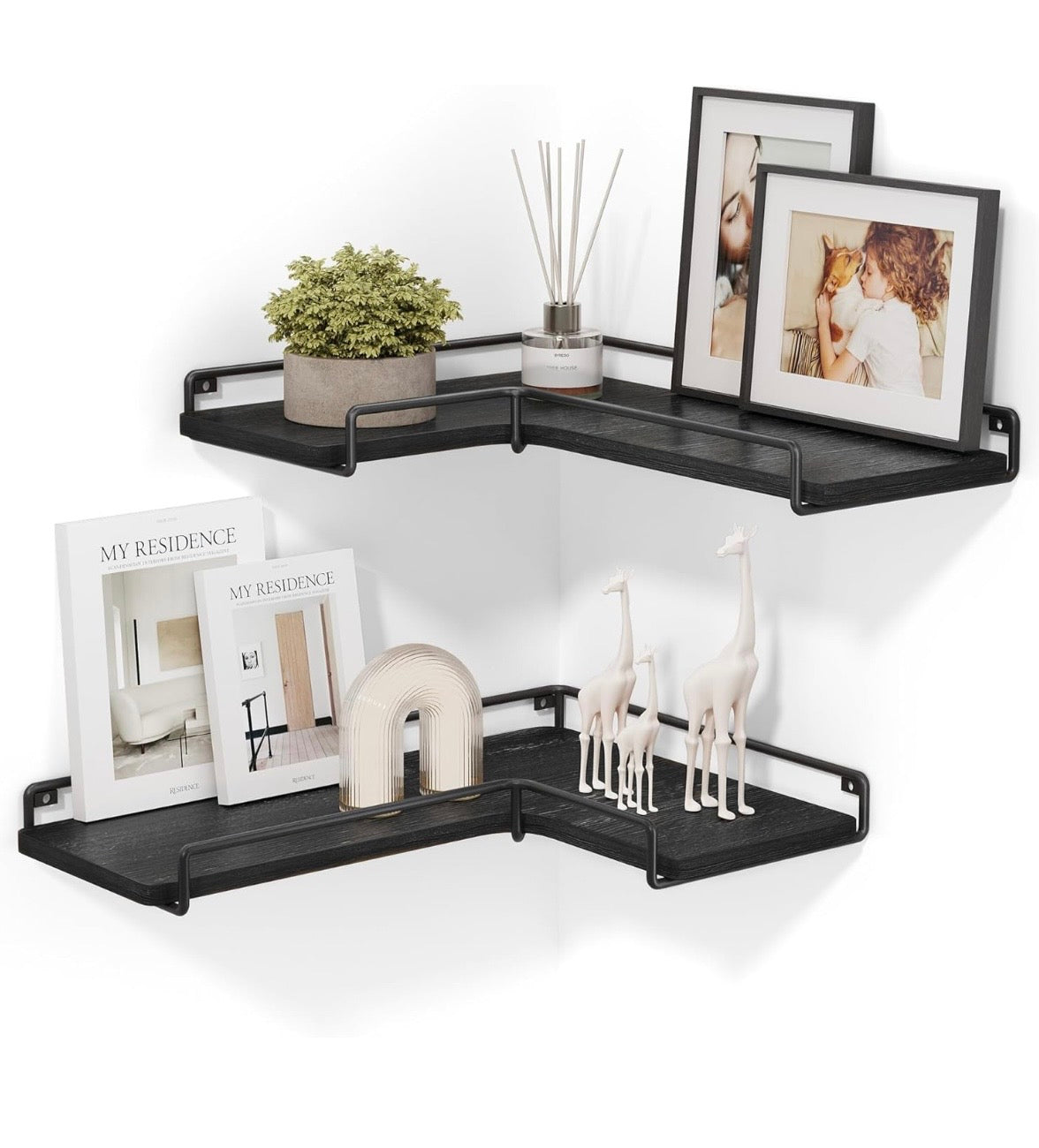 VASAGLE 2-Piece Corner Floating Wall Shelf Set