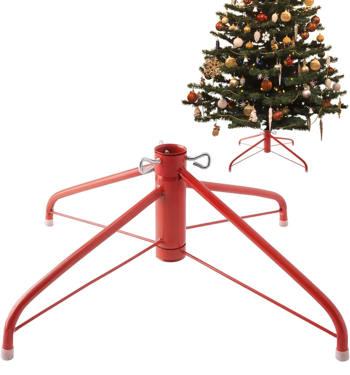 Metal Christmas Tree Stand — Folding 4-Leg Design for 5–8 ft Artificial Trees