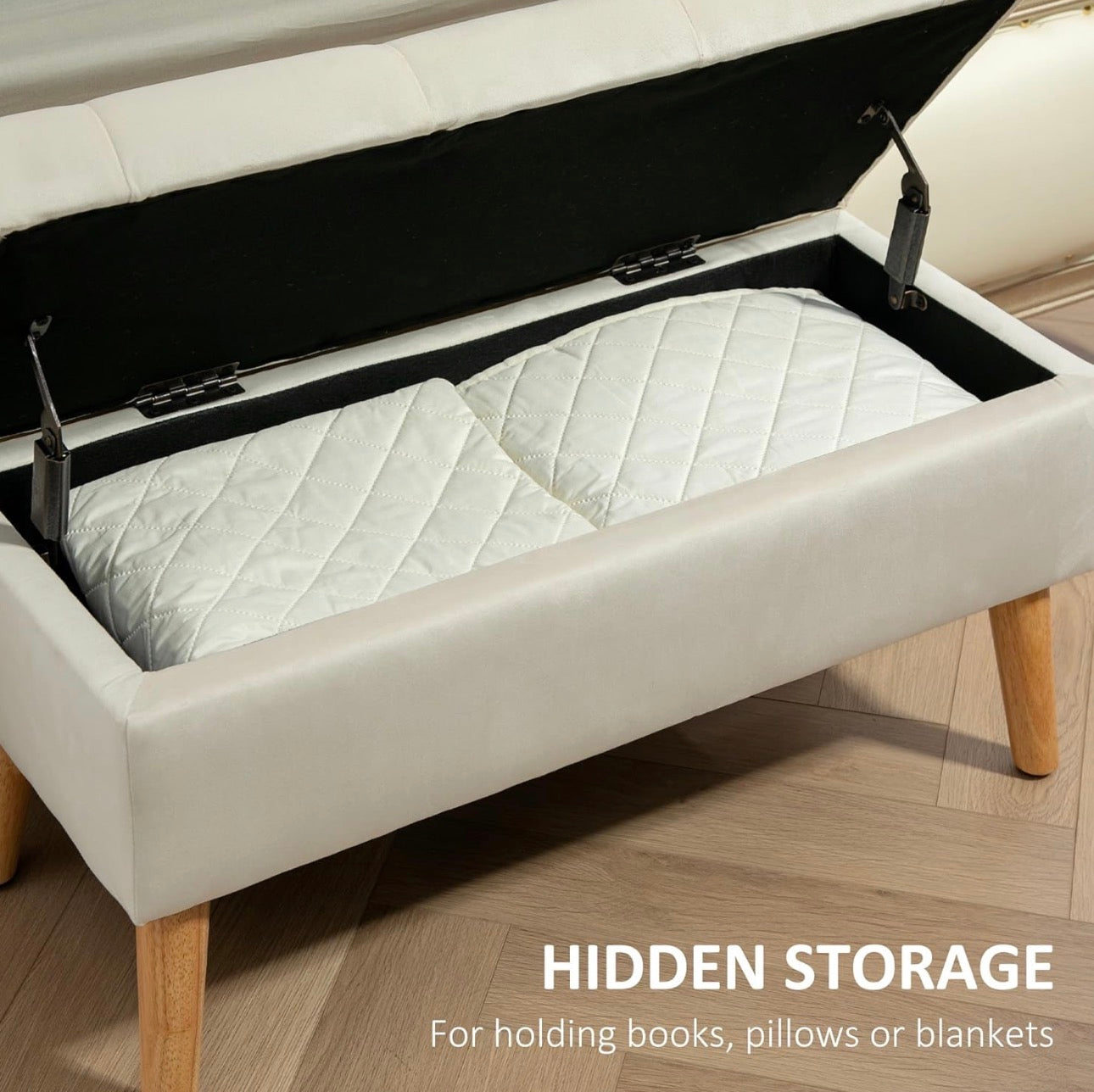 HOMCOM Tufted Storage Ottoman Bench