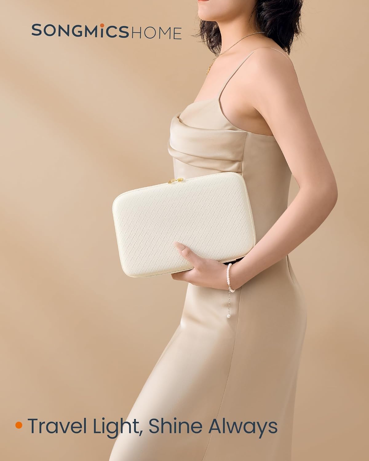 SONGMICS HOME Travel Jewelry Case – Cloud White