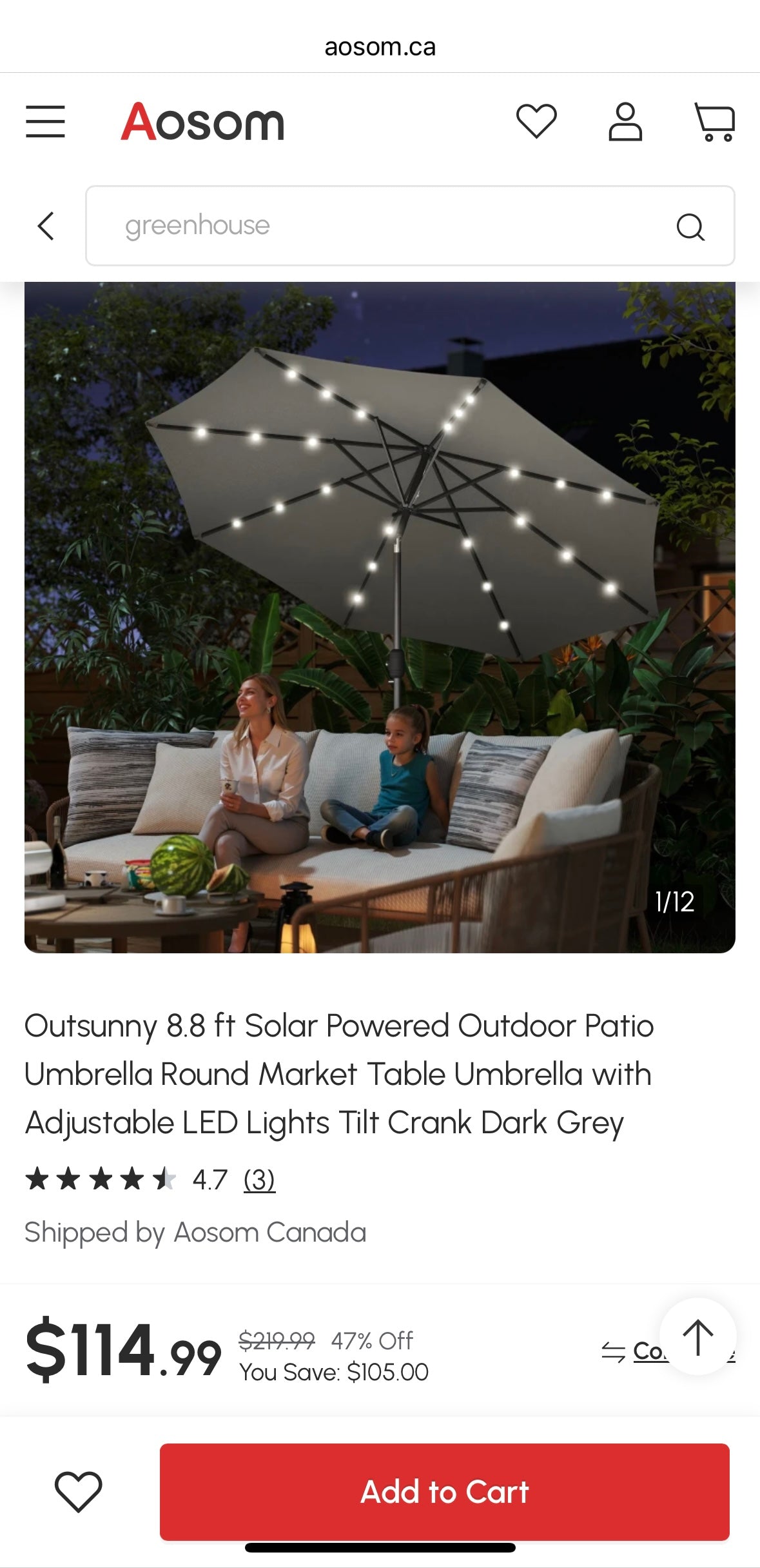 Outsunny 9ft Solar LED Patio Umbrella – 24 Lights | Tilt & Crank | Water-Resistant Canopy | Steel Frame