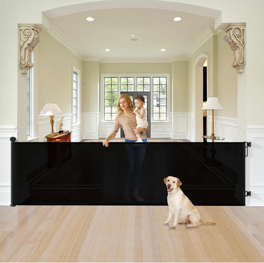 MOMSSY Extra-Wide Retractable Baby & Pet Gate – 122” Wide x 34” Tall (40% Off Amazon Sale Price)
