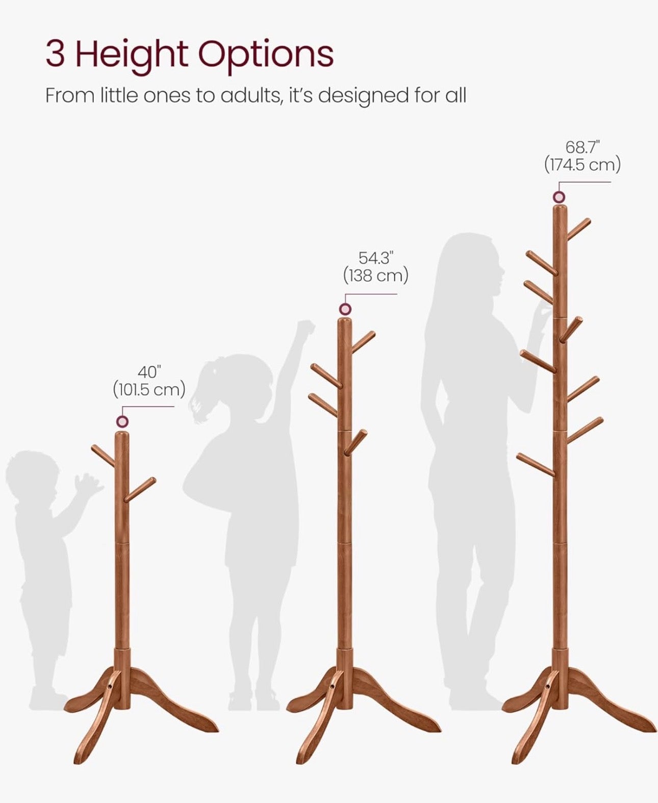 VASAGLE Solid Wood Standing Coat Rack