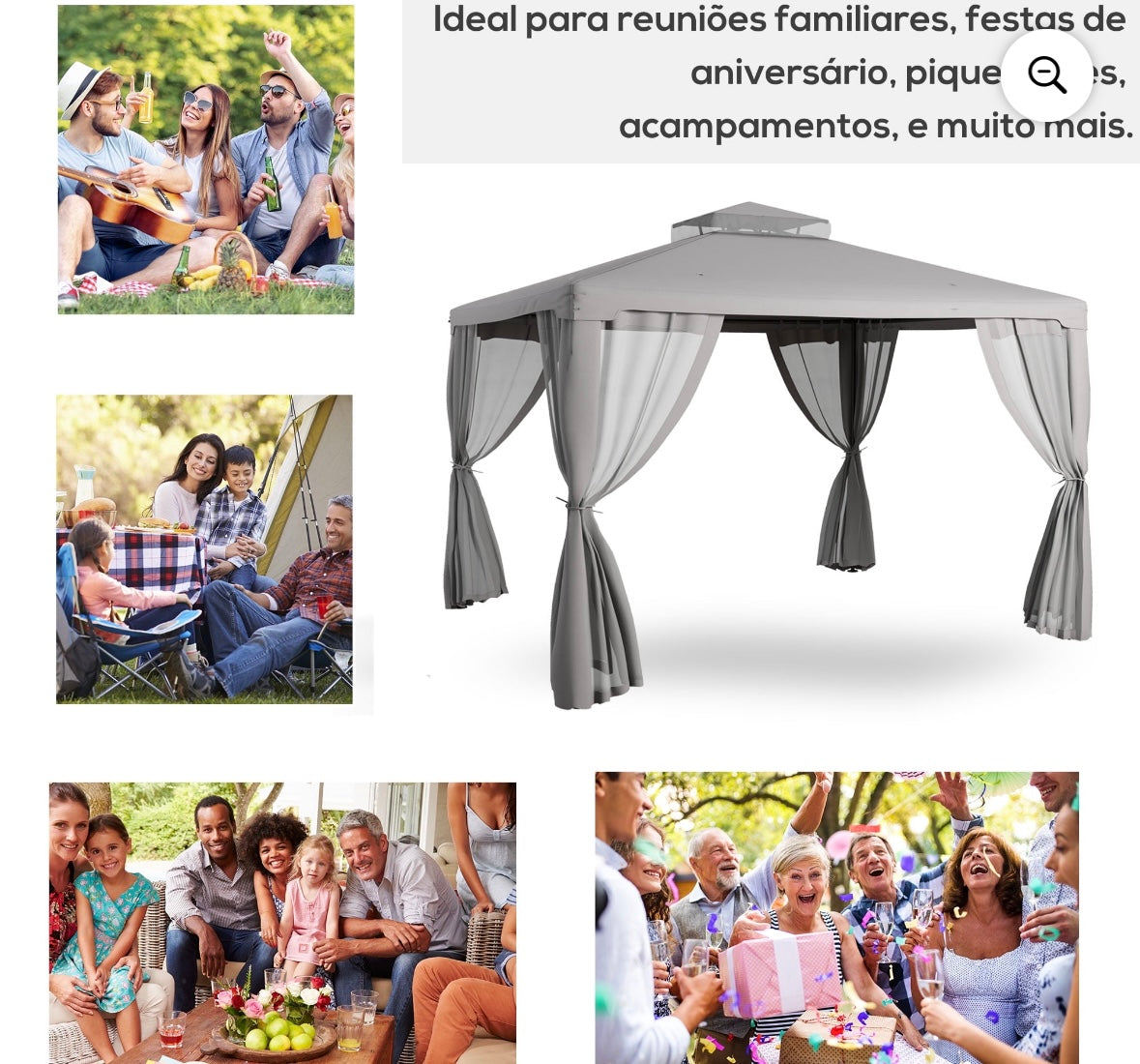 Outsunny 12×10 ft Outdoor Screened Gazebo — UV-Resistant Double Roof Canopy with Mosquito Netting (Light Grey)