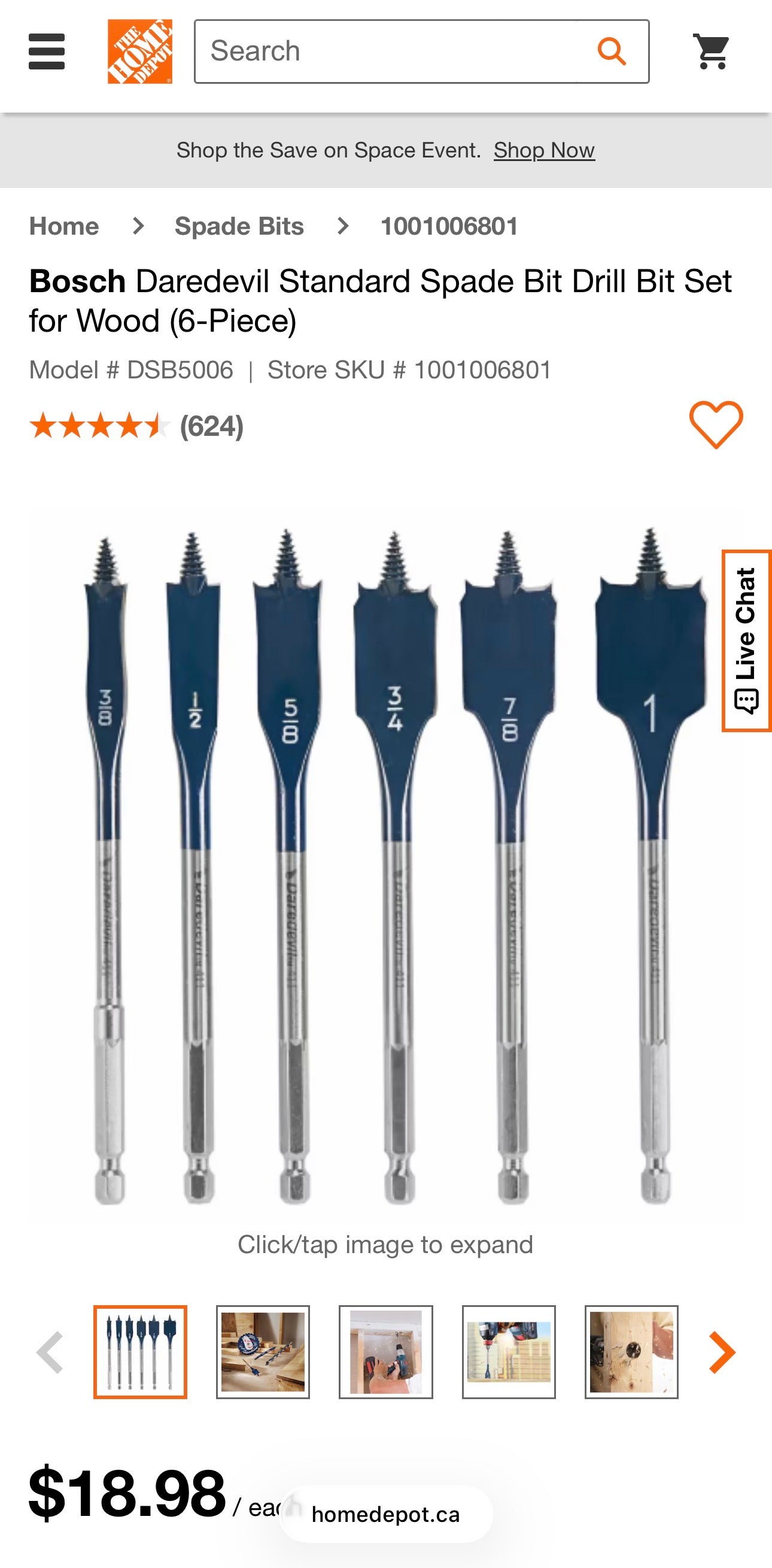 BOSCH Daredevil Spade Bit Set – 6-Piece