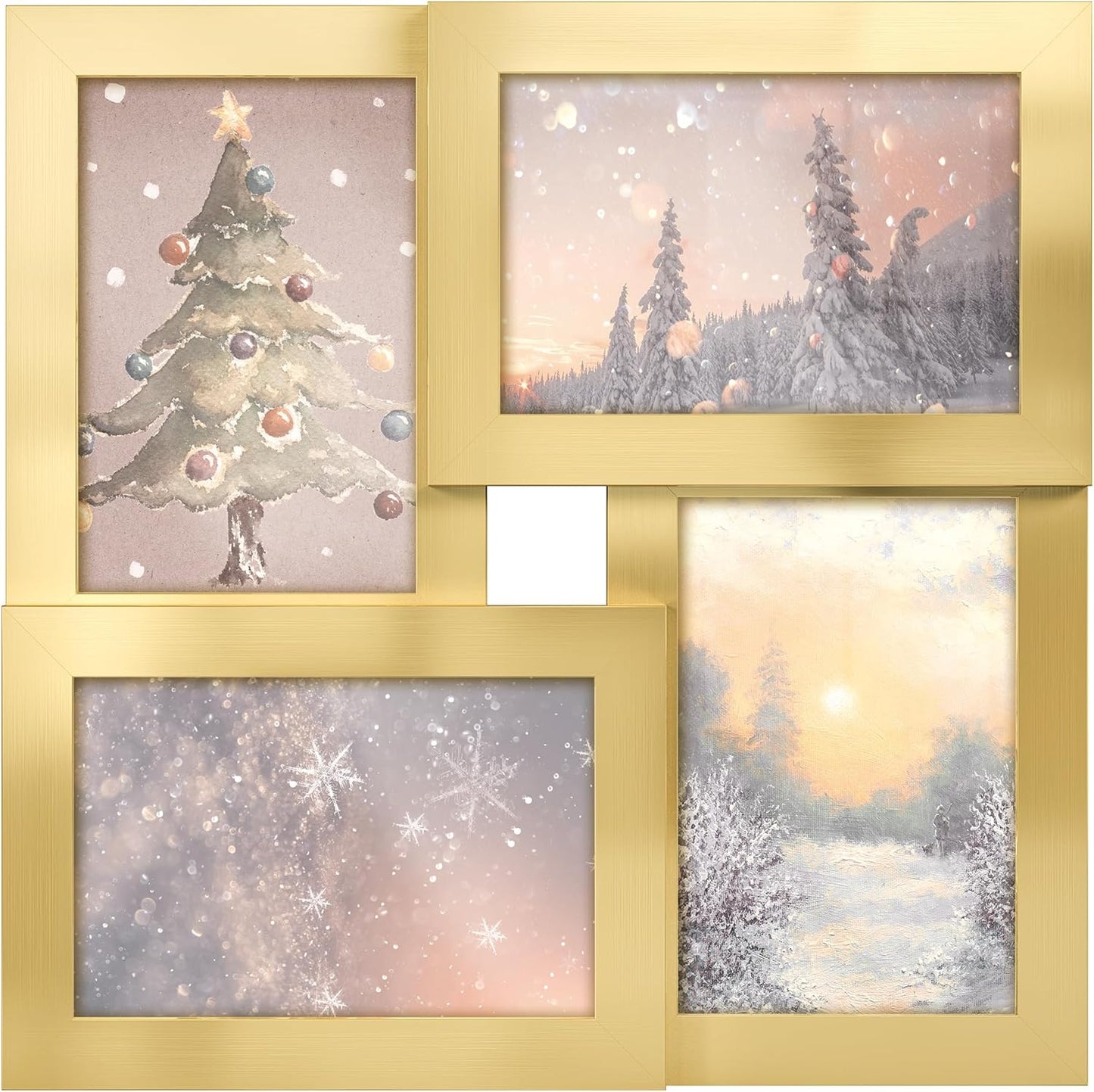 SONGMICS 4-Photo Collage Frame – Pale Gold (4 x 4x6”)