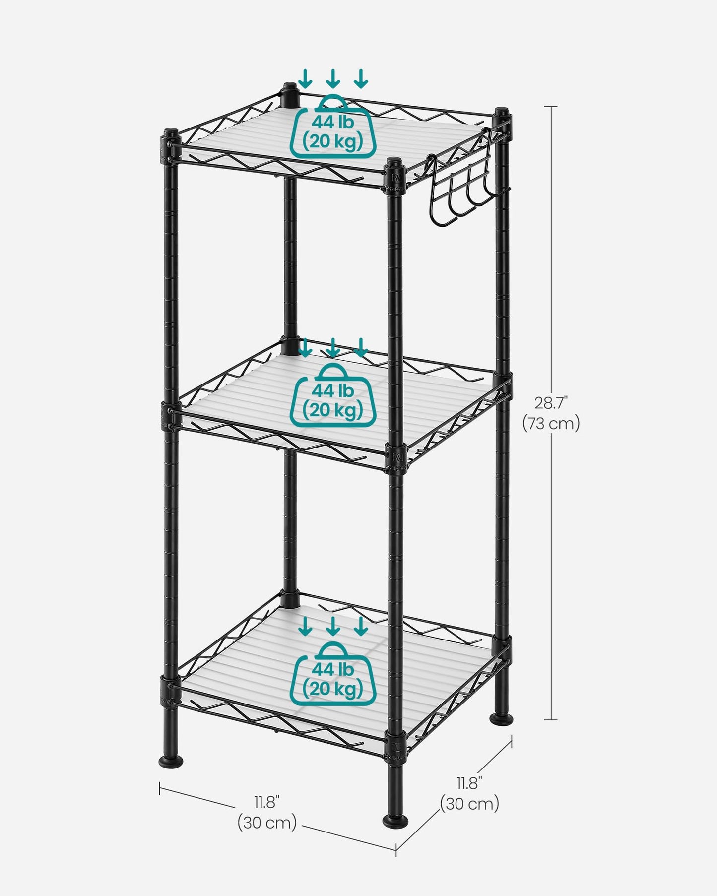 SONGMICS 3-Tier Adjustable Metal Storage Shelf