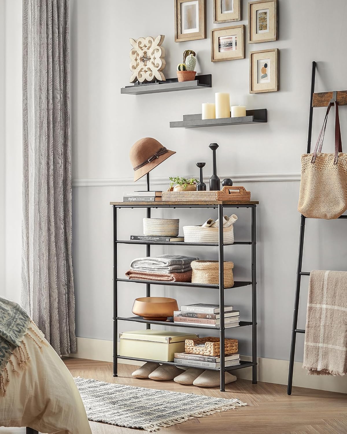 VASAGLE 4-Tier Shoe Rack with Top Panel