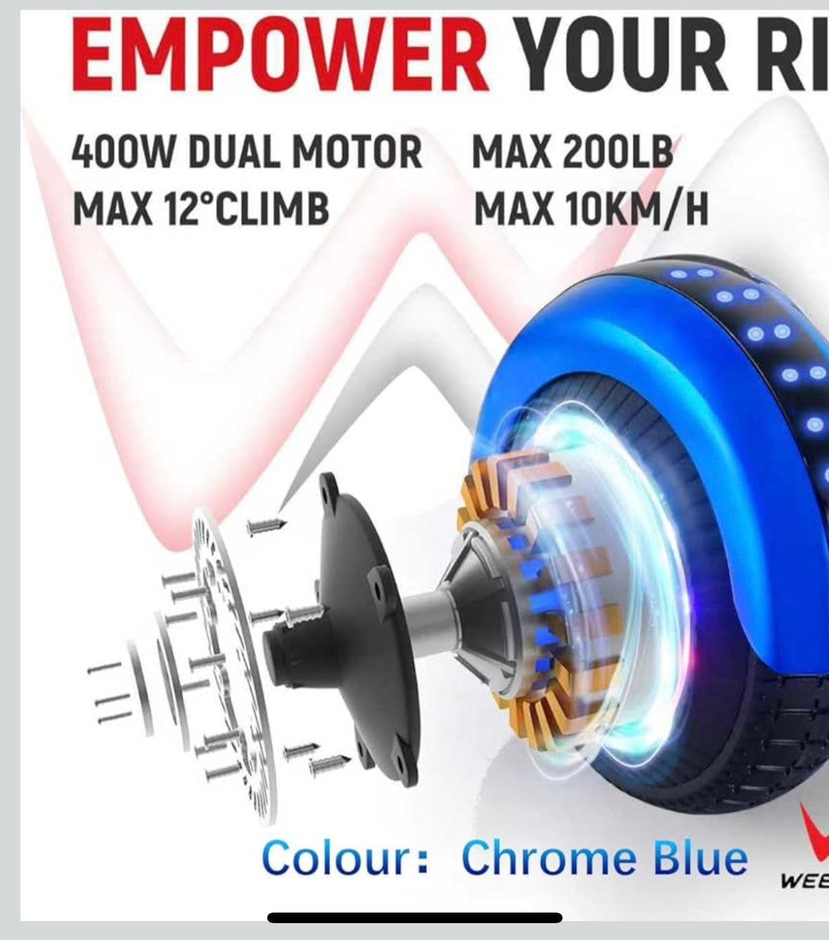 WEELMOTION Chrome Blue Hoverboard with LED Lights & Bluetooth Speaker – 40% Off Amazon Price!