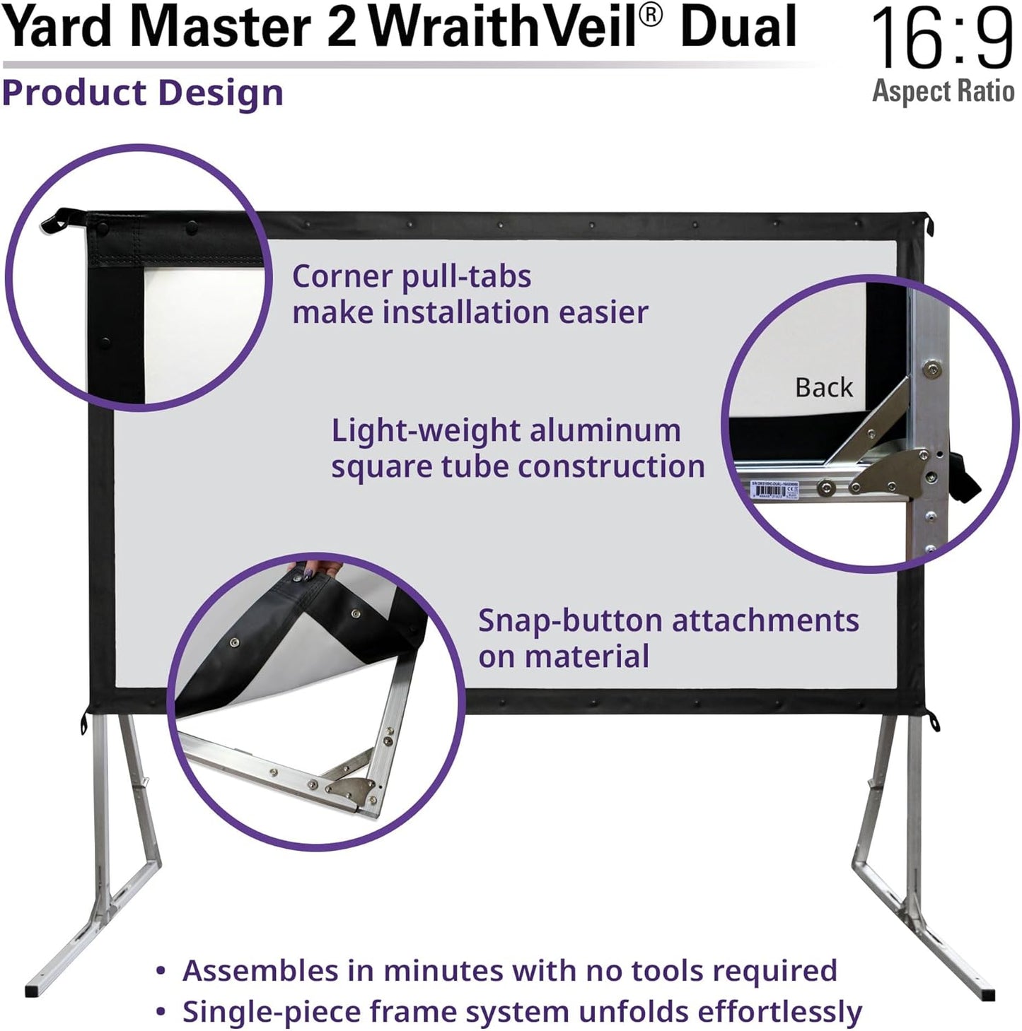 Elite Screens 180” Outdoor Projection Screen – WraithVeil Dual