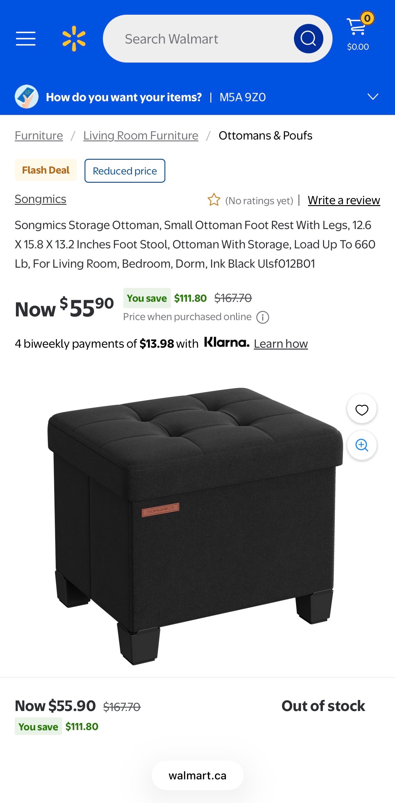 SONGMICS Linen-Look Storage Ottoman