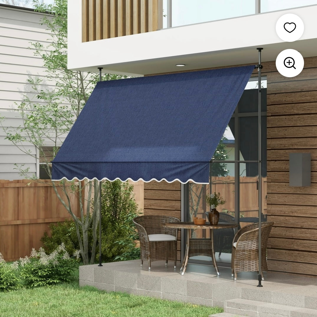 Outsunny Freestanding Retractable Awning – Adjustable Tilt & Height | UV Protection | Aluminum & Steel Frame