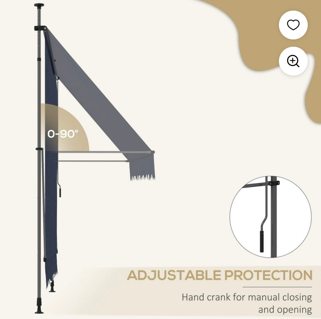 Outsunny Freestanding Retractable Awning – Adjustable Tilt & Height | UV Protection | Aluminum & Steel Frame