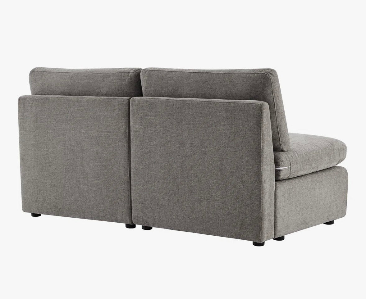2-Piece Modular Armless Sofa – Linen-Style Upholstered Couch